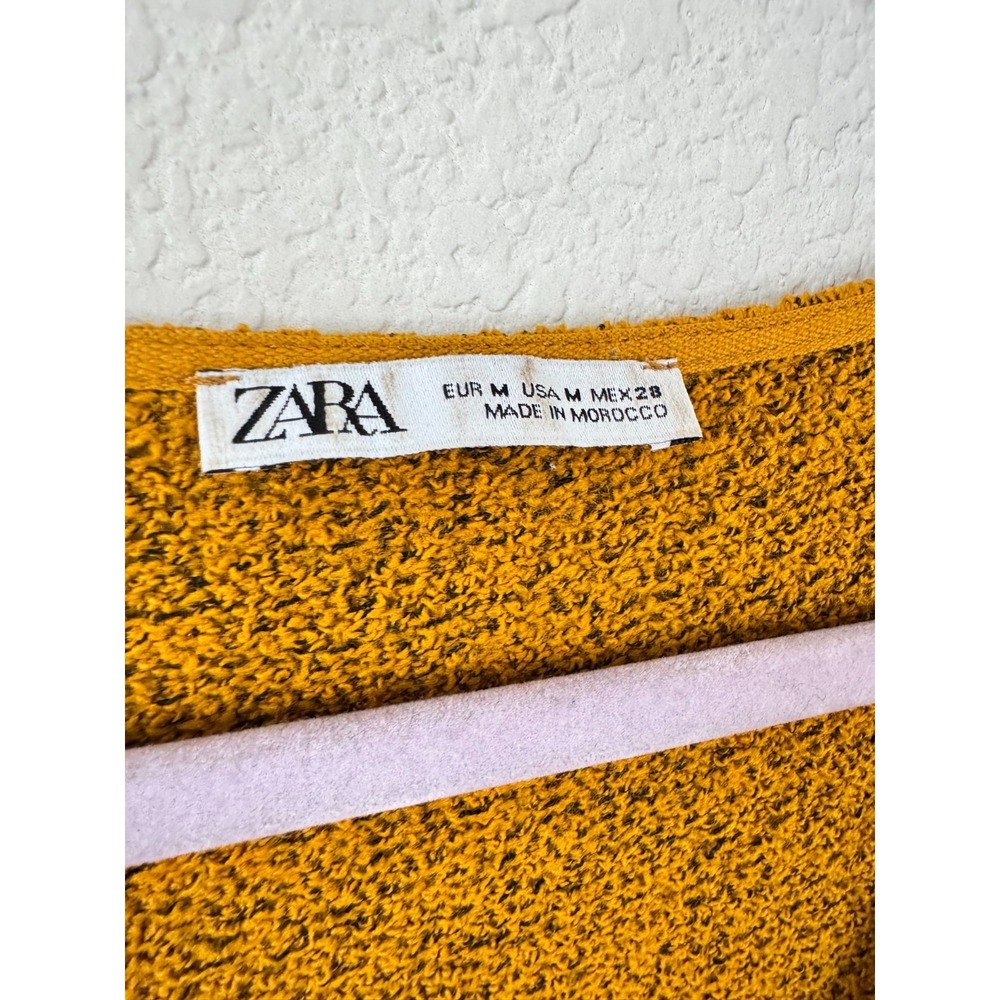 ZARA Knit Fringe Midi Dress Women's M Mustard Yellow Sleeveless Boho Statement - Picture 6 of 9